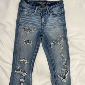 American Eagle super stretch skinny jeans distressed